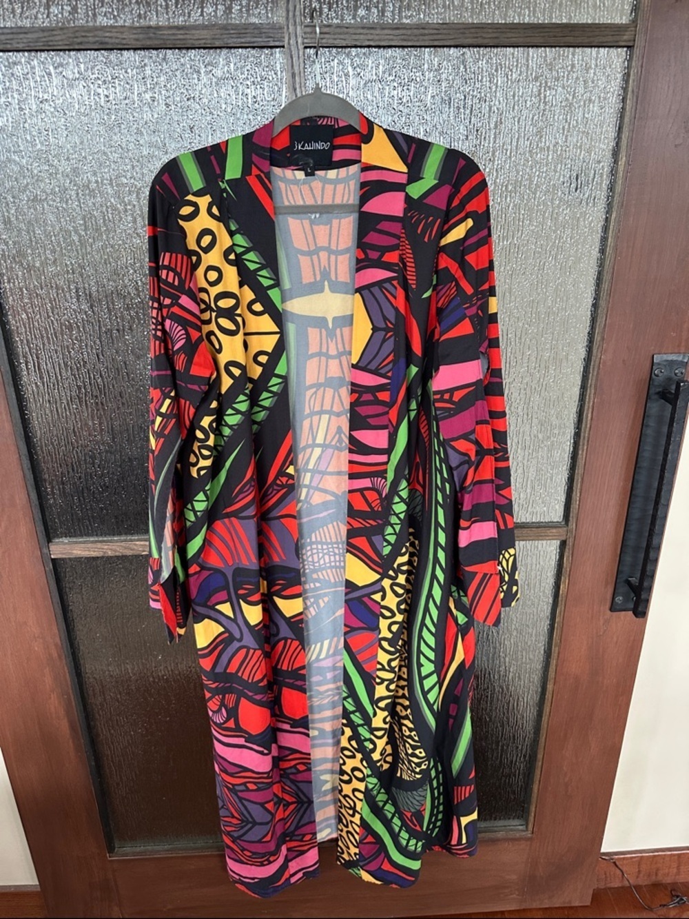 Kahindo Multi Print Kimono size L. Colorful Beach coverup - Picture 6 of 11